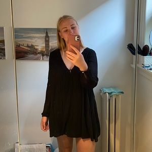 Zara black v-neck dress